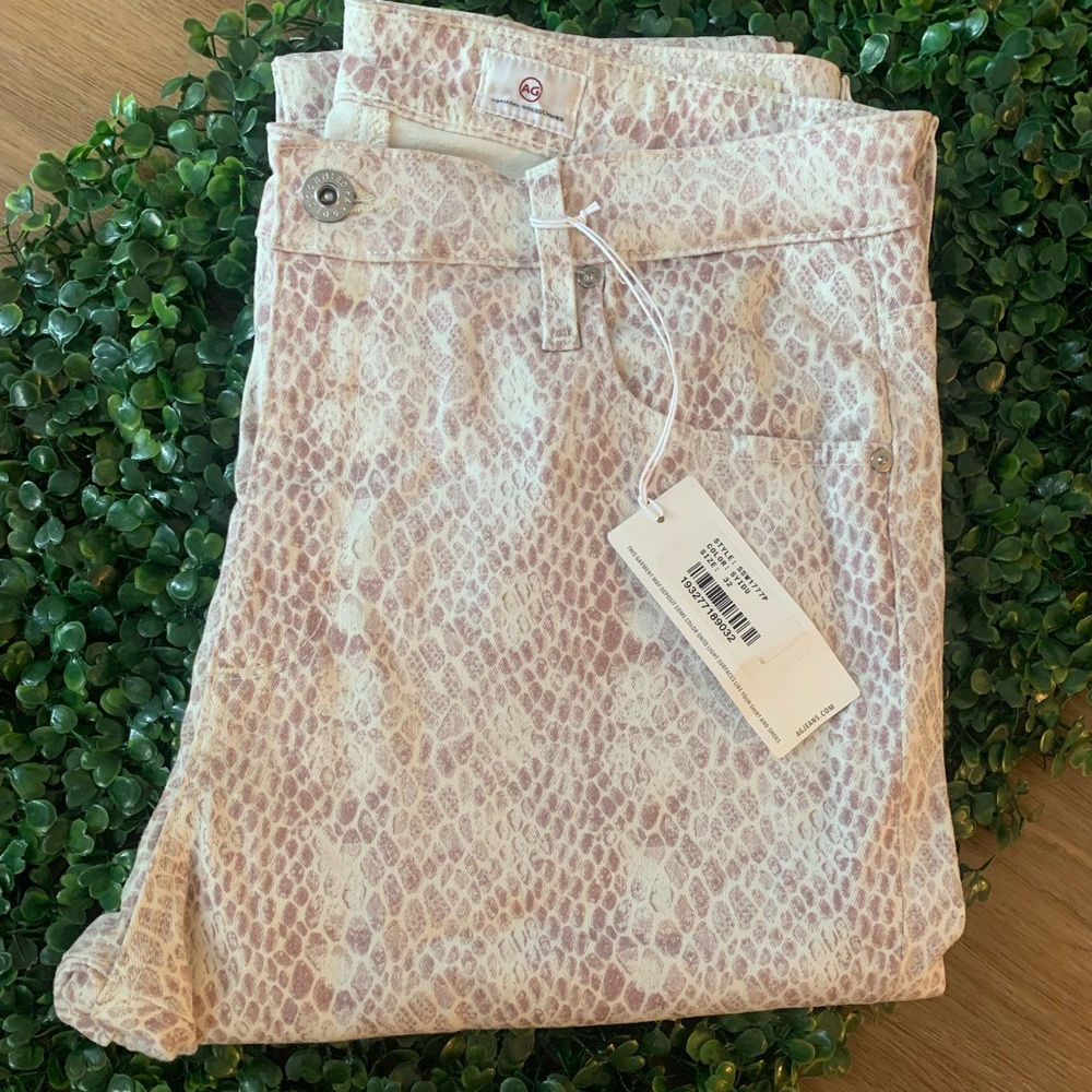NWT Womens AG jeans size 32 neutral snake skin skinny ankle jean